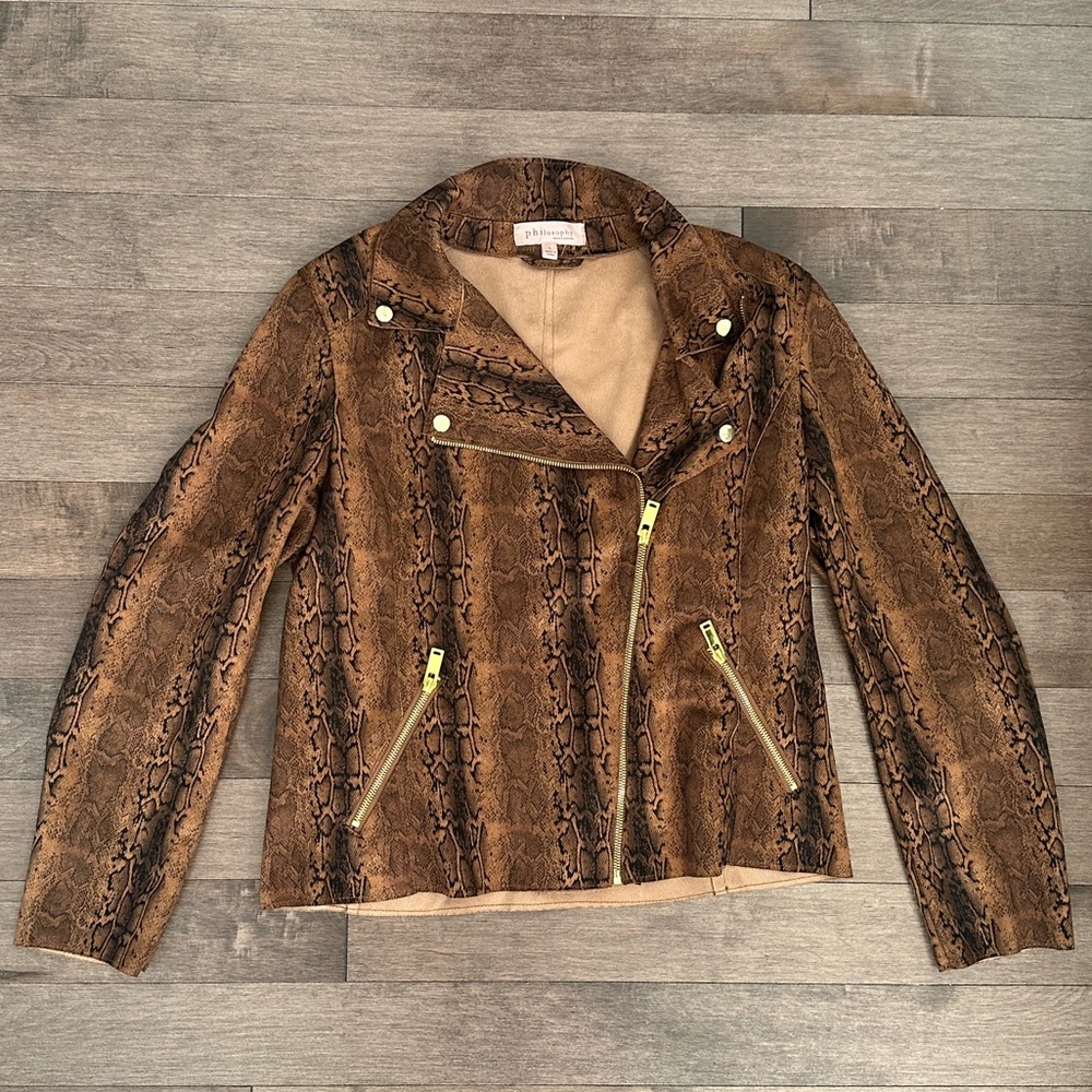 🌟Philosphy Faux Snake Print Suede Jacket🌟